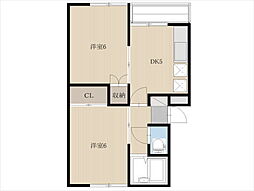 トラッドハウス 2階2DKの間取り