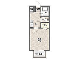 コーポ嵯峨野 1Kの間取図画像