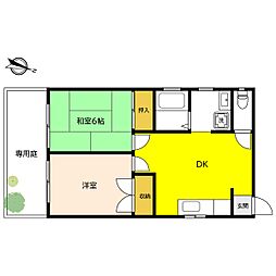 ヒメルハイム 2DKの間取図画像