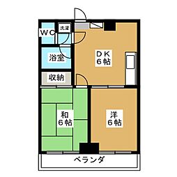 サンライズ末広1 2DKの間取図画像