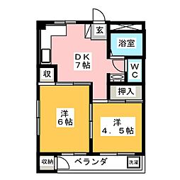 西池袋ハイツ 2DKの間取図画像