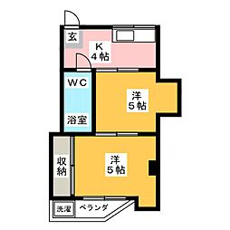 中尾ビル 2Kの間取図画像
