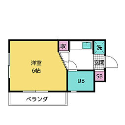 ハイムJ 4階ワンルームの間取り