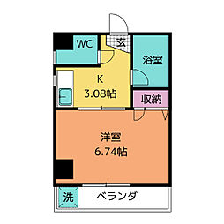 メゾンボヌール 1階1Kの間取り