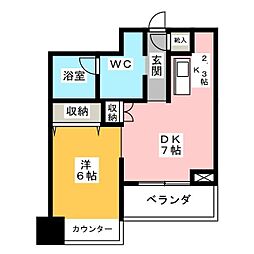 レジディアタワー上池袋　タワー棟 15階1LDKの間取り