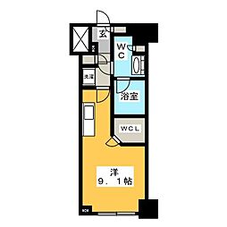 ザ・パークハビオ巣鴨 7階ワンルームの間取り