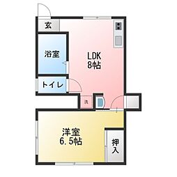 吉川ハイツ 1LDKの間取図画像