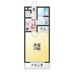飛翔館 1Kの間取図画像