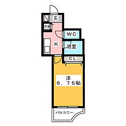 ドゥーエ巣鴨 1Kの間取図画像