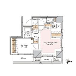 ブランシエスタ白山 1LDKの間取図画像