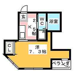 山一南大塚マンション 1Kの間取図画像