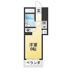 オリエンタル泉 ワンルームの間取図画像