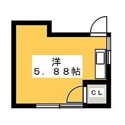 北大塚コーポ ワンルームの間取図画像