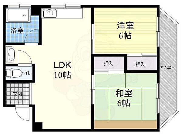 第二横田マンション ｜兵庫県神戸市東灘区魚崎中町１丁目(賃貸マンション2LDK・4階・50.00㎡)の写真 その2