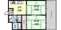 パラッツオ西岡本 2DKの間取図画像