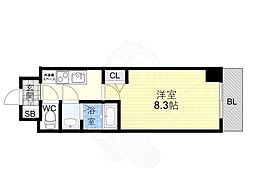 阪神本線 青木駅 徒歩6分の賃貸マンション 4階1Kの間取り