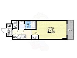 阪神本線 青木駅 徒歩6分の賃貸マンション 5階1Kの間取り