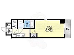 阪神本線 青木駅 徒歩6分の賃貸マンション 7階1Kの間取り