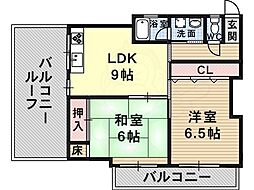 ショウケンマンション3 2DKの間取図画像
