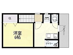 カーサ原田通 ワンルームの間取図画像