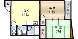 六甲ブライトマンション 2LDKの間取図画像