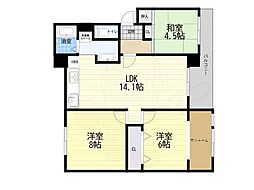ハイツ一王山B棟 3LDKの間取図画像