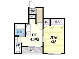 うえむらハイツ 1DKの間取図画像