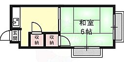 甲南フラット ワンルームの間取図画像