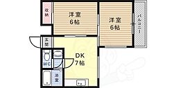 シャルム桜ケ丘 2DKの間取図画像