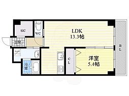 EDELHOFE住吉本町 1LDKの間取図画像