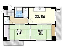 三楽レジデンス 2DKの間取図画像