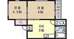 ドエル岡本 2Kの間取図画像