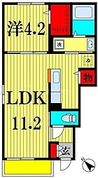 レッド　グリール本土寺前 1階1LDKの間取り