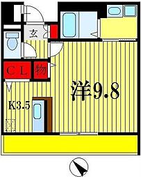 ユノディエール 6階1Kの間取り