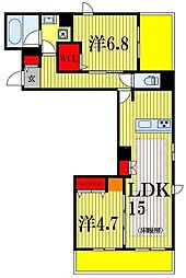 Victoire南流山 2LDKの間取図画像