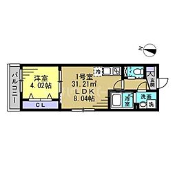 RUTILE吉川美南 1LDKの間取図画像