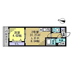 RUTILE吉川美南 1LDKの間取図画像