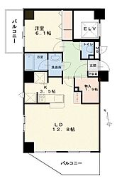 オアシスF 1LDKの間取図画像
