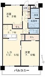 オアシスF 2LDKの間取図画像