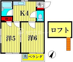 ヒルトップ北小金 2Kの間取図画像