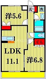 プラシード 2LDKの間取図画像