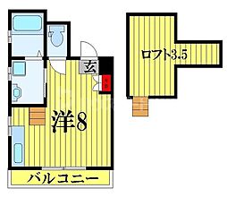 メゾン・ド・ル・クプル ワンルームの間取図画像