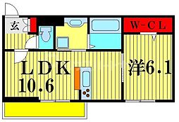 松戸市馬橋アパート 1LDKの間取図画像
