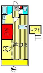 プレリュード三郷 ワンルームの間取図画像