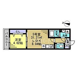 RUTILE吉川美南 1LDKの間取図画像