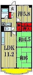 新松戸ファミールハイツ1号棟 3LDKの間取図画像