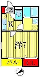 クレフラスト前ヶ崎 1Kの間取図画像