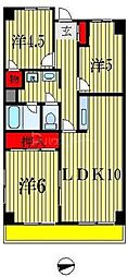 松戸シティハイツ 3LDKの間取図画像