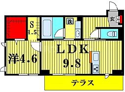 流山市木1丁目アパート 1LDKの間取図画像