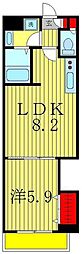 プレシャスヴィラ松戸 1LDKの間取図画像